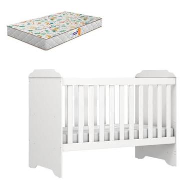 Imagem de Berço Americano Mini Cama Mel Branco Brilho com Colchão Gazin - Caroli