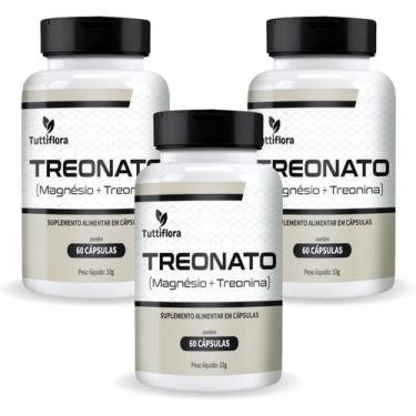 Imagem de 3x Treonato (Magnésio + Treonina) 60 Caps Tuttiflora, Sem Sabor