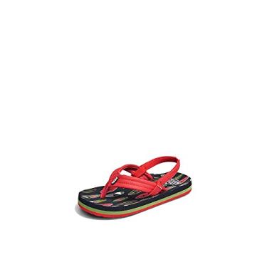 Imagem de REEF Chinelo infantil Ahi Beach para crianças pequenas, palmilha acolchoada macia, adequada à água, alça traseira, Quadro vermelho, 19