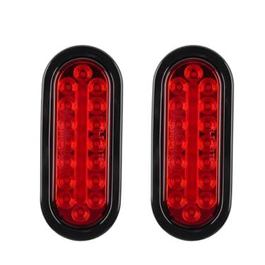 Imagem de FOUWICK Luzes Traseiras de Trailer Oval 12V LED 15 cm à Prova D'água IP67 Vermelhas (24 LEDs) para Caminhão, Trailer, Trator, Van - Pacote com 2, Luzes Submersíveis, Acessórios de Reboque