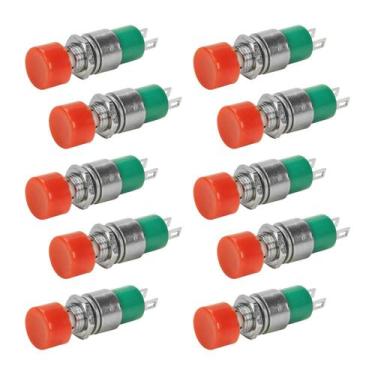 Imagem de 10x Chave Push Button 2 Terminais N/A S/trava Ds-323 Vermelho - CHIPSC