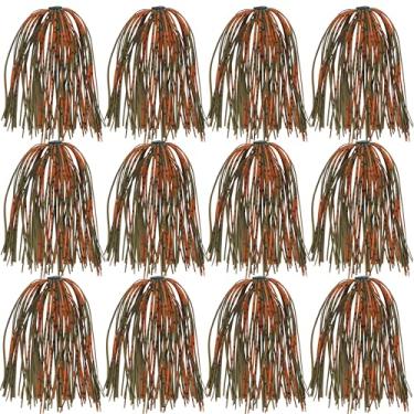 Imagem de Saias de silicone com 50 fios, iscas de pesca, substituição para Spinnerbaits Buzzbaits Bass faça-você-mesmo, iscas de pesca de troca rápida, acessórios de isca de pesca (vermelho e verde, 12 peças)