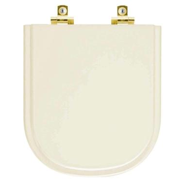 Imagem de Assento Sanitário Soft Close Vogue Plus Creme Para Vaso Deca Com Ferragem Dourada