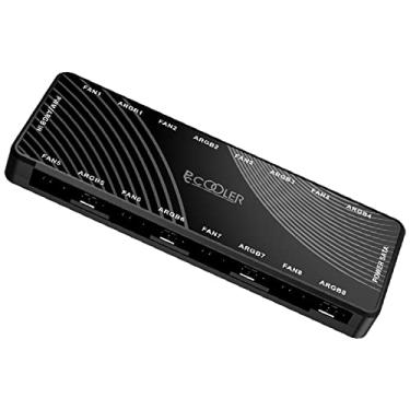 Imagem de PCCOOLER Hub de ventilador ARGB, hub PWM ARGB endereçável 5 V 3 pinos ARGB e 12 V 4 pinos PWM 2 em 1 RGB hub com base magnética oculta e porta SATA Power 16, suporta 8 ventiladores de CPU de