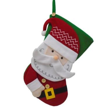 Imagem de Meia Papai Noel 48x26x2cm Vermelho/verde - Niazitex, VERMELHO