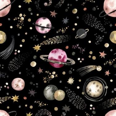 Imagem de MAGAFA Papel de parede em aquarela, espaço, planetas e estrelas, papel de parede autoadesivo, removível, papel de contato amigável para locatário, para quarto, banheiro, prateleira, forro de 48 x 46