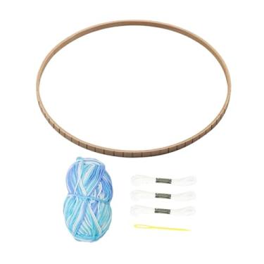 Imagem de Colaxi Conjunto de tear manual para tecelagem, máquina de tricô, artesanato exclusivo, vínculo entre, incentiva a criatividade, estrutura de, Branco Azul