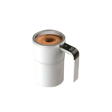 Imagem de Caneca Vácuo De Elétrica Mixer Inox Automática Mistura Shake Café Chá Self Stirring Mug e Display de Temperatura