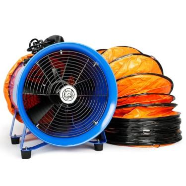Imagem de Sewinfla Ventilador utilitário de 30 cm 520 W, exaustor portátil de alta velocidade e baixo ruído 3350 r/min com mangueira de duto flexível de PVC de 10 metros, ventilador de cilindro resistente para