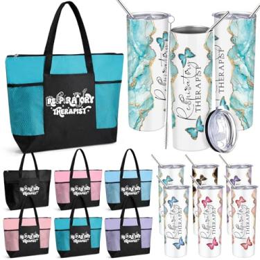 Imagem de Geiserailie 12 peças presentes para terapeuta respiratório, presente de semana RT 590 ml, copo com tampa Love Tote Bag com bolso de malha, lembrancinha de Natal para assistente de cuidados