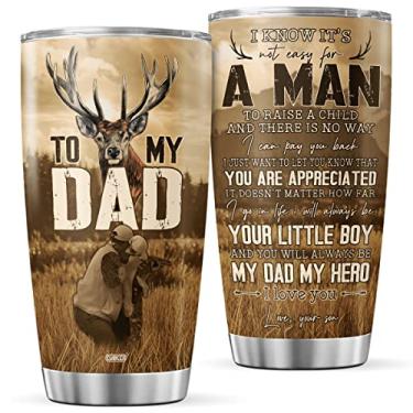 Imagem de CUBICER Copo de pai presentes de filha filho esposa canecas de café de viagem inoxidável 590 ml para marido homens ele presentes pai pai garrafa de água piada papai copos aniversário natal