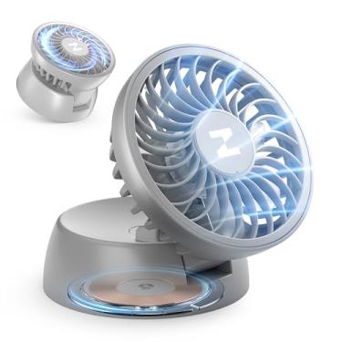 Imagem de ZEEHOO Mini ventilador portátil, ventilador magnético dobrável de mesa e ventilador portátil com 3 velocidades, USB-C e ventilador pessoal recarregável sem fio com bateria de 2000 mAh, fluxo de ar