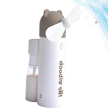 Imagem de AQIANGJY Ventilador de pé mini ventilador portátil, ventilador portátil com spray de água, bateria de 1200 mAh, carregador USB, ventilador pessoal para viagem/escritório/casa silenciosa