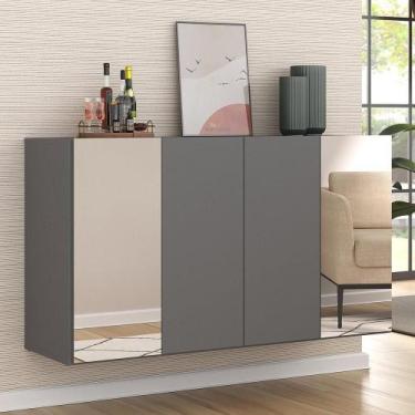 Imagem de Aparador Buffet Com Espelho Suspenso Vegas Grafite - MULTIMOVEIS