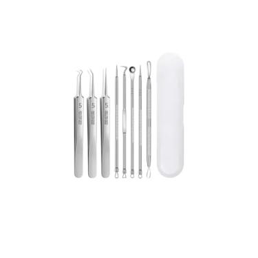 Imagem de Kit para Remoção de Cravos e Espinhas, 8 Peças em Aço Inoxidável com Estojo, Ferramentas de Extração para Acne