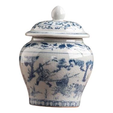 Imagem de Fenteer Pote de cerâmica para chá, porta-chá de cozinha, decoração para casa em estilo chinês, com tampa hermética, Style C