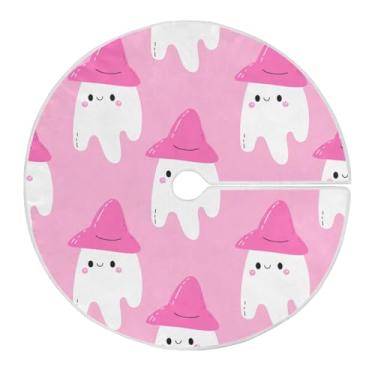 Imagem de Qilmy Linda saia de árvore de Natal Boo para Halloween, tapete de cobertura de base de árvore redondo de 91 cm, ornamentos festivos de Natal para decoração de festas de inverno em casa
