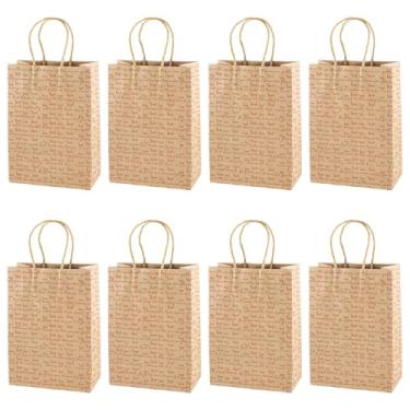 Imagem de Cheriswelry 10 sacos de presente de dia dos namorados, sacos de papel kraft, 8 x 15 x 21 cm, saco de compras com alças para lembrancinhas de festa de casamento, aniversário, suprimentos de férias