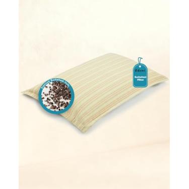 Imagem de Edomi Travesseiro de trigo sarraceno para alívio da dor no pescoço - 40 x 69 cm Loft ajustável com fronhas de camada dupla, travesseiro de casco de trigo sarraceno com suporte cervical para dorminhoco