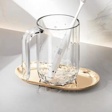 Imagem de Suporte de escova de dentes de plástico à prova de estilhaçamento com alça design texturizado recipiente de higiene bucal diário acessório de bancada compacto recipiente de uso diário resistente