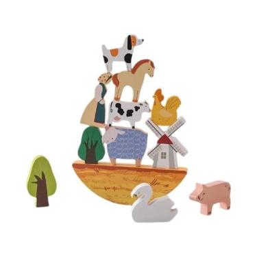 Imagem de Blocos De Empilhamento De Animais De Madeira Para Bebês, Brinquedos Ed