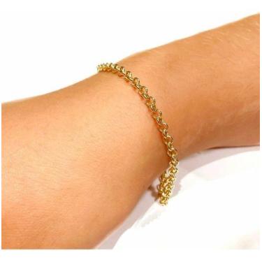Imagem de Pulseira Portuguesa Em Ouro 18k Bracelete Elo Português Feminina - Gol