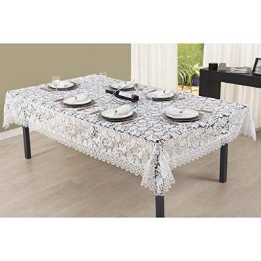 Imagem de Toalha de mesa Luminosità quadrada para 4 ou 6 lugares bordada com renda branca - Rafimex