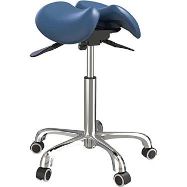 Imagem de Banqueta rolante sobre rodas Cadeira médica odontológica com rotação de 360 ​​graus Gás Hidráulico Elevador giratório para Salões de Manicure Massagem Terapêutica Tatuagem (Azul) The New