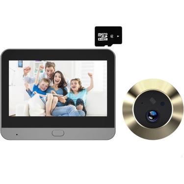 Imagem de Campainha inteligente, campainha, Tuya Smart 1080P Mini olho mágico digital visualizador sem fio WiFi infravermelho PIR detecção de movimento campainha câmera de porta Alexa Google, câmera d