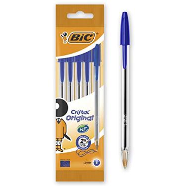 Imagem de BIC Canetas esferográficas Cristal Original Ponta Média (1,0 mm) – Azul, Bolsa com 5
