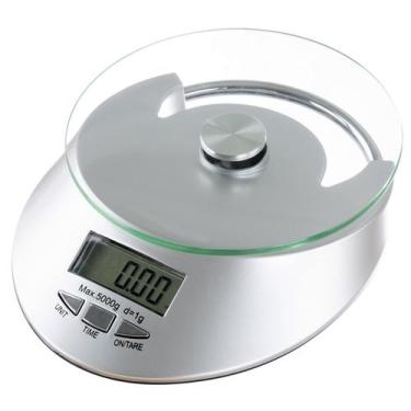 Imagem de Balança Cozinha Fit Alimentos 5Kg Vidro Prata Função Timer - Mimo Styl