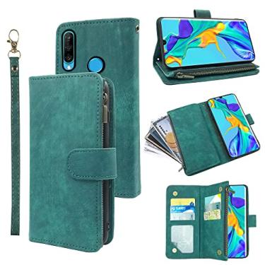 Imagem de Capa carteira compatível com Huawei P30 Pro com alça de pulso e couro vintage premium com suporte para cartão de crédito, acessórios de celular, capa para telefone Havaí P30Pro P 30 Pro30 Mulheres