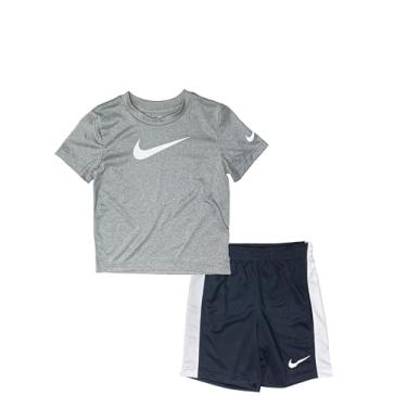 Imagem de Nike Conjunto de 2 peças de camiseta e shorts para bebês meninos Dri-Fit Swoosh (B(66F237-023)/G, 24 meses), Cinza, 24 Meses