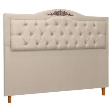 Imagem de Cabeceira Estofada Provençal lUXO Casal 140cm Com Aplique MDF Linho Bege SOFA STORE