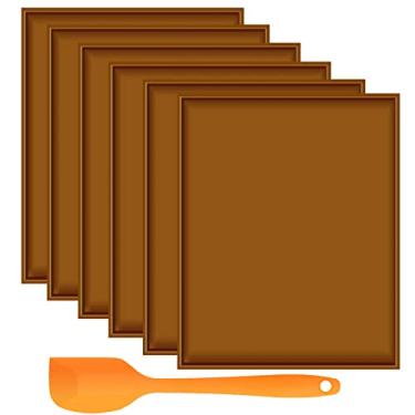 Imagem de 6 peças de folhas de desidratador de silicone – Bandejas antiaderentes de couro de frutas para desidratador com raspador de silicone compatível com Cosori CP267-FD Resistência a altas temperaturas,