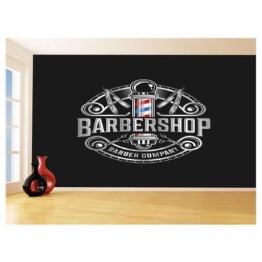 Imagem de Papel De Parede 3D Barbearia Barber Shop Logo 3,5M Brb34 - Você Decora