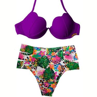 Imagem de Biquíni Sereia Concha Com Bojo Cintura Alta Moda Praia Feminino Lançam