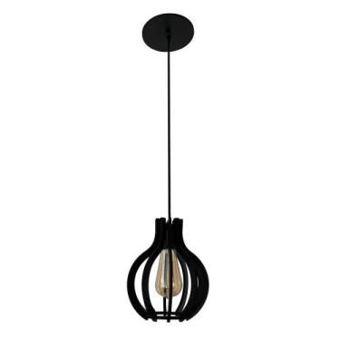 Imagem de Luminária Lustre Pendente Sala Quarto Balcão Pequim Preto - Caroá, Biv
