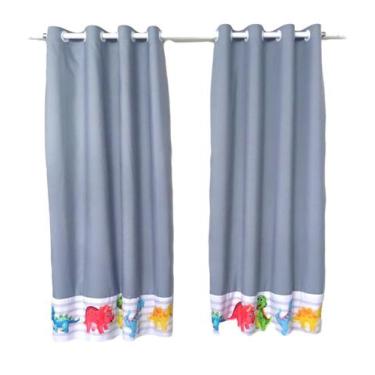 Imagem de Cortina Dinossauro Quarto De Menino Cinza 2,60 X 1,70M - Pilli Enxovai