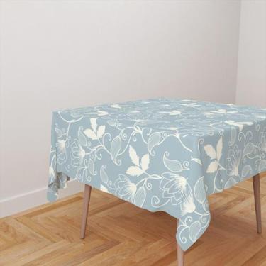 Imagem de Toalha De Mesa Quadrada 4 Lugares Tecido Oxford Azul Folhas TL21 - 140