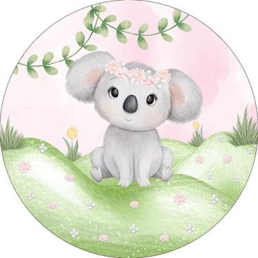 Imagem de Painel De Festa Redondo 1,50x1,50 - Coala Aquarela Cute Rosa Suave 047