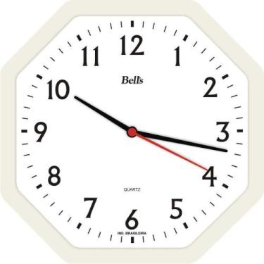 Imagem de Relógio de Parede Oitavado Branco 22CM - Bell S