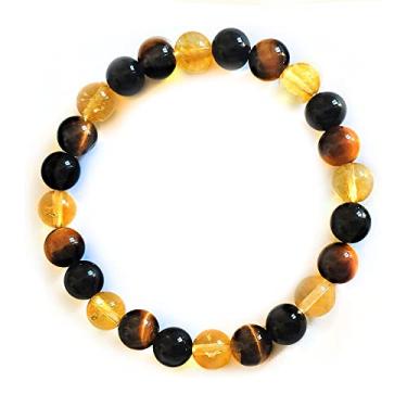 Imagem de Pulseira de proteção tripla hematita preta obsidiana, pulseiras de contas de olho de tigre azul, pulseiras de pedra vulcânica para homens e mulheres 10 mm, 8 mm conjunto de 2, Olho de tigre