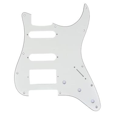 Imagem de Musiclily Pro 11 Furos Estilo Moderno Escudo HSS Pickguard Strato para Guitarra Americanaa Stratocaster, 3 Camadas Pergaminho