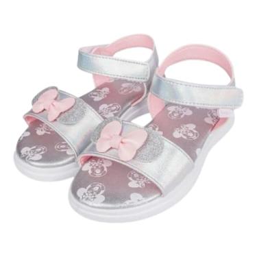 Imagem de Sandália Infantil Feminina Pampili Laço Prata/Rosa Minnie (Prata, BR, Criança de 1 a 3 anos, Numérico, P, 25)