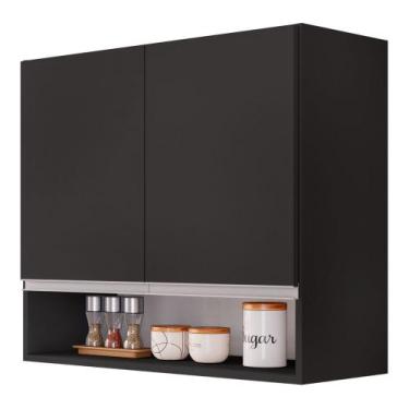 Imagem de Armário Aéreo Multiuso Lux 80cm 100%MDF 02 Portas com Nicho Integrado 