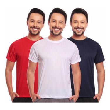 Imagem de Kit 3 Camisas Básicas Masculina Dry Fit Lisa Tradicional - MC Digital,