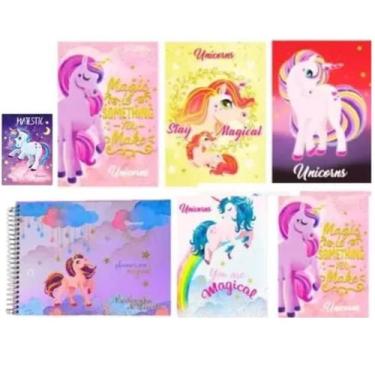 Imagem de Kit 7 Cadernos Grande Unicórnio Capa Dura Costurado - Maxima cadernos