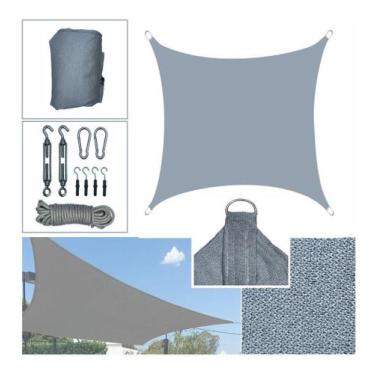 Imagem de Tela De Sombreamento Solar Shade 4x3m Cinza E Kit Instalação - SombraT