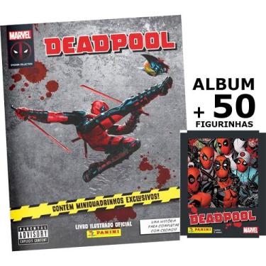 Imagem de Album Deadpool Marvel + 50 Figurinhas em Quadrinhos Gibi HQ - Panini